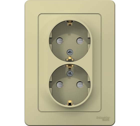 Розетка Systeme Electric Blanca внутр Беж 2-ая с/з со шторками, 16А, 250В SE BLNRS001127 1