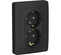 Розетка Systeme Electric Blanca внутр Антрацит 2-ая с/з со шторками, 16А, 250В SE BLNRS001126