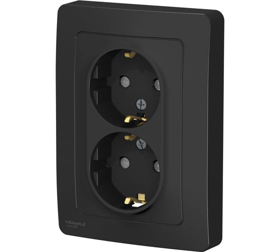 Розетка Systeme Electric Blanca внутр Антрацит 2-ая с/з со шторками, 16А, 250В SE BLNRS001126