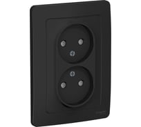 Розетка Systeme Electric Blanca внутр Антрацит 2-ая б/з со шторками, 16А, 250В SE BLNRS000126