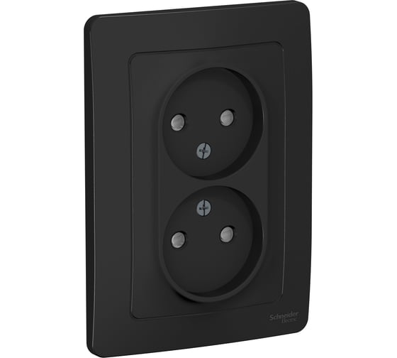 Розетка Systeme Electric Blanca внутр Антрацит 2-ая б/з со шторками, 16А, 250В SE BLNRS000126