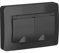 Розетка Systeme Electric Blanca внутр Антрацит 2-ая с/з IP44 со шторками, 16А, 250В SE BLNRS441126