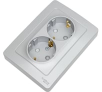 Розетка Systeme Electric Blanca внутр Алюминий 2-ая с/з со шторками, 16А, 250В SE BLNRS001123