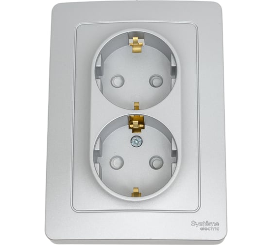 Розетка Systeme Electric Blanca внутр Алюминий 2-ая с/з со шторками, 16А, 250В SE BLNRS001123