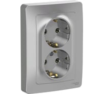 Розетка Systeme Electric Blanca внутр Алюминий 2-ая с/з без шторок, 16А, 250В SE BLNRS001023