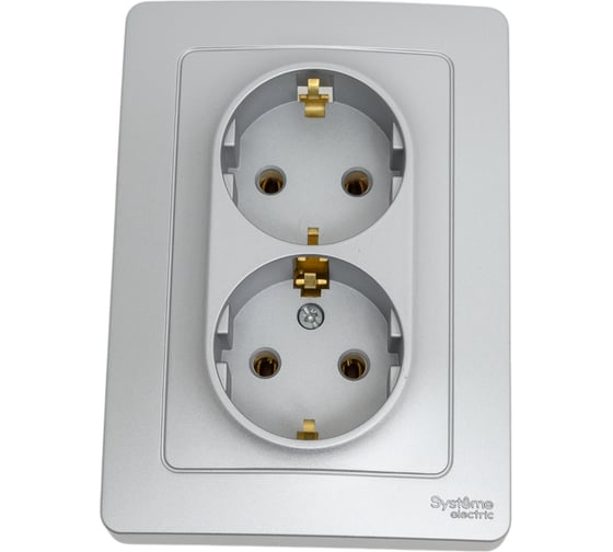 Розетка Systeme Electric Blanca внутр Алюминий 2-ая с/з без шторок, 16А, 250В SE BLNRS001023