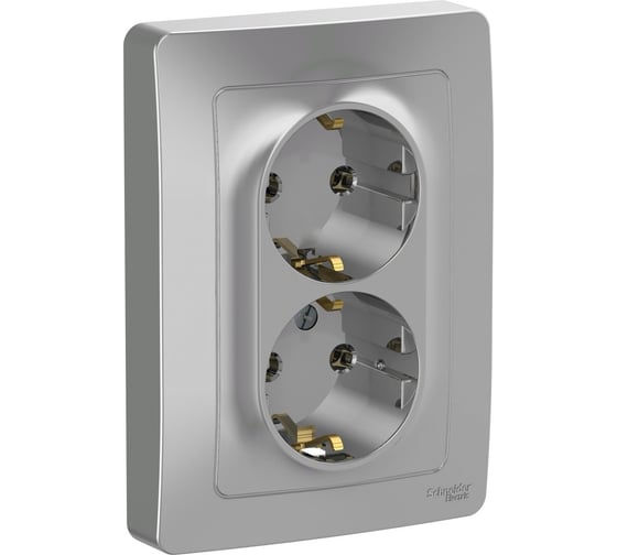 Розетка Systeme Electric Blanca внутр Алюминий 2-ая с/з без шторок, 16А, 250В SE BLNRS001023