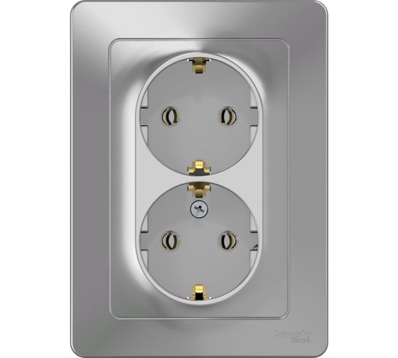 Розетка Systeme Electric Blanca внутр Алюминий 2-ая с/з без шторок, 16А, 250В SE BLNRS001023