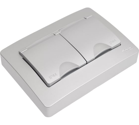 Розетка Systeme Electric Blanca внутр Алюминий 2-ая с/з IP44 со шторками, 16А, 250В SE BLNRS441123