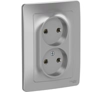 Розетка Systeme Electric Blanca внутр Алюминий 2-ая б/з без шторок, 16А, 250В SE BLNRS000023