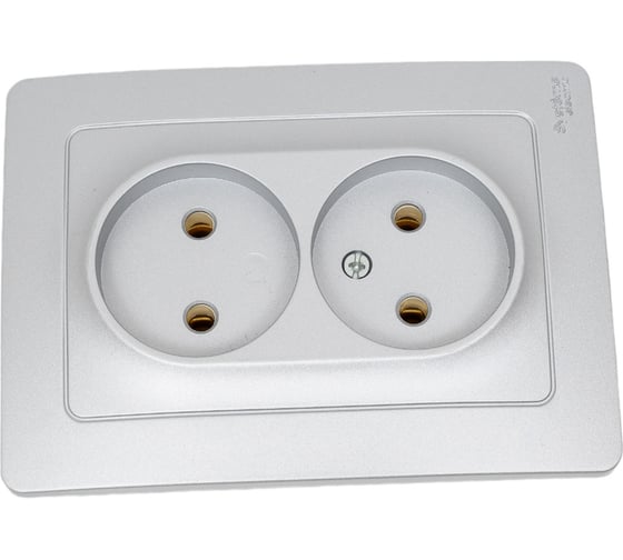 Розетка Systeme Electric Blanca внутр Алюминий 2-ая б/з без шторок, 16А, 250В SE BLNRS000023