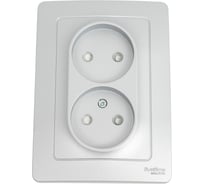 Розетка Systeme Electric Blanca внутр Алюминий 2-ая б/з со шторками, 16А, 250В SE BLNRS000123