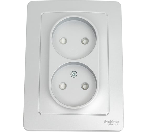 Розетка Systeme Electric Blanca внутр Алюминий 2-ая б/з со шторками, 16А, 250В SE BLNRS000123 1
