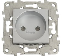 Розетка Systeme Electric Unica New Алюминий без заземления, со шторками, винтовой зажим, 16 А NU503330