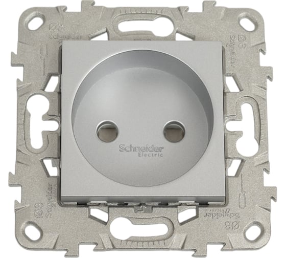 Розетка Systeme Electric Unica New Алюминий без заземления, со шторками, винтовой зажим, 16 А NU503330 1