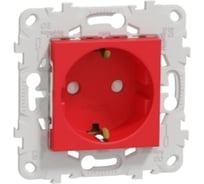Розетка Systeme Electric Unica New Красная с заземлением, со шторками, винтовой зажим, 16А, 250В NU503703