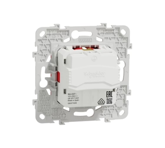 Розетка Systeme Electric Unica New Красная с заземлением, со шторками, винтовой зажим, 16А, 250В NU503703