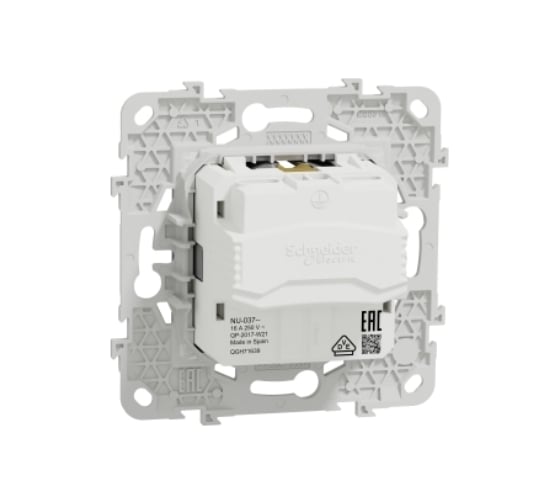 Розетка Systeme Electric Unica New Алюминий с заземлением, со шторками, винтовой зажим, 16А, 250В NU503730