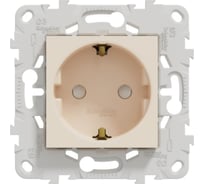 Розетка Systeme Electric Unica New Бежевый с заземлением, со шторками, винтовой зажим, 16А, 250В, NU503744