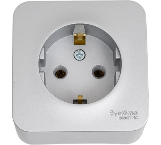 Розетка Systeme Electric Blanca наруж Алюминий с/з без шторок, 16А, 250В SE BLNRA010103 1