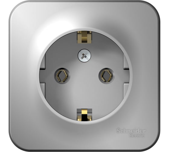 Розетка Systeme Electric Blanca наруж Алюминий с/з без шторок, 16А, 250В SE BLNRA010103 1