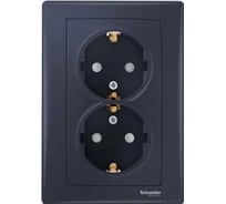 Розетка Systeme Electric Sedna Графит 2-ая с заземляющим контактом, с защитными шторками SE SDN3000770