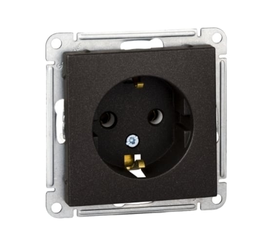 Розетка Systeme Electric Wessen 59 Черный бархат с заземлением, без шторок, 16А SE RS16-154-6-86