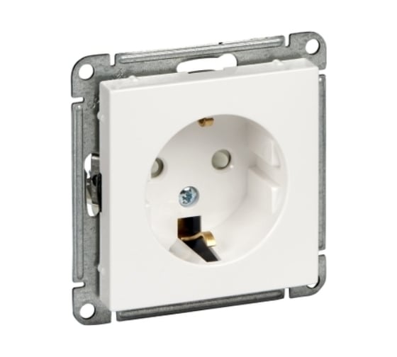 Розетка Systeme Electric Wessen 59 Матовый хром с заземлением, с защитными шторками SE RS16-152-5-86
