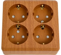 Наружная розетка Systeme Electric Этюд Дача Бук 4-ая с заземлением, со шторками SE PA16-208T