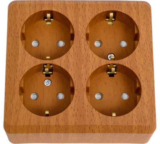 Наружная розетка Systeme Electric Этюд Дача Бук 4-ая с заземлением, со шторками SE PA16-208T 1