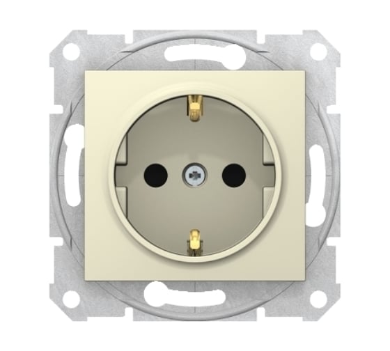 Розетка Systeme Electric Sedna Бежевая 1-ая 16А с заземляющим контактом,со шторками, быстрозажимные контакты SE SDN3001747