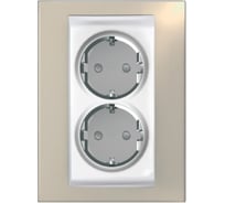 Розетка Systeme Electric Unica Хамелеон Песчаный 2-ая с заземлением, Белыйая вставка SE MGU63.067.867