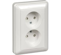 Розетка Systeme Electric Wessen 59 Матовый хром 2-ая без заземления, в сборе, с рамкой SE RS16-254-58