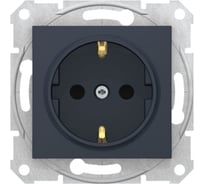 Розетка Systeme Electric Sedna Графит 1-я с заземляющим контактом, с защитными шторками 16А, 250В SE SDN3000170