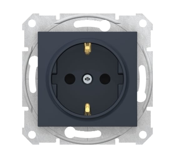 Розетка Systeme Electric Sedna Графит 1-я с заземляющим контактом, с защитными шторками 16А, 250В SE SDN3000170 1