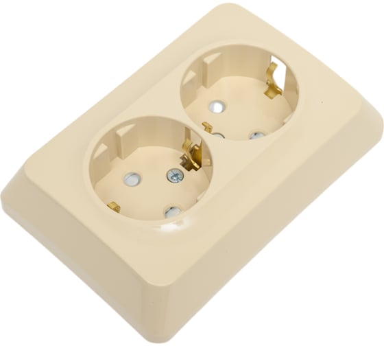 Розетка Systeme Electric Этюд Крем 2-ая с заземлением, со шторками 16А 250B SE PC16-108K