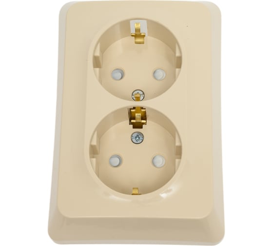 Розетка Systeme Electric Этюд Крем 2-ая с заземлением, со шторками 16А 250B SE PC16-108K