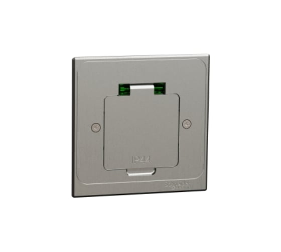 Квадратный люк Systeme Electric US+ размер XS с 1 розеткой 2К+З металлический IP44 SE INS52100 1