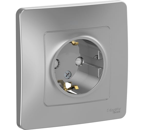 Розетка Systeme Electric Blanca внутр Алюминий с/з со шторками, 16А, 250В SE BLNRS001113