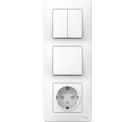 Розетка+выключатель Systeme Electric Blanca внутр Бел з/к шт 16А, 250В+выкл 1кл.+выкл 2кл. SE BLNBS101201