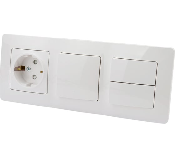 Розетка+выключатель Systeme Electric Blanca внутр Бел з/к шт 16А, 250В+выкл 1кл.+выкл 2кл. SE BLNBS101201