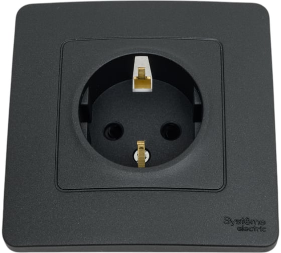 Розетка Systeme Electric Blanca внутр Антрацит с/з со шторками, 16А, 250В SE BLNRS001116