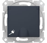 Розетка Systeme Electric Sedna Графит с заземляющим контактом, с защитными шторками, с крышкой 16А, 250В SE SDN3100170