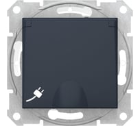 Розетка Systeme Electric Sedna Графит с заземляющим контактом, с защитными шторками, с крышкой IP44 SE SDN3100370