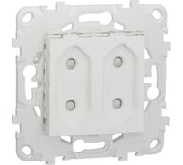 Розетка Systeme Electric Unica New Белый без заземления, 2-модульная, со шторками, винтовой зажим, 10А NU503118