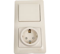 Розетка и 1-кл. выключатель Systeme Electric Glossa Беж с/з, со шторками SE GSL000270