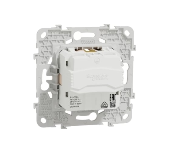 Розетка Systeme Electric Unica New Бежевый с заземлением, без шторок, винтовой зажим, 16А, 250В, NU503644
