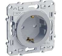 Розетка Systeme Electric Odace Алюминий с заземляющим контактом, со шторками SE S53R037