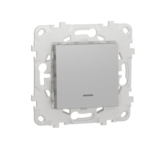 Переключатель Systeme Electric Unica New Алюминий 1-клавишный, с подсветкой, сх. 6а NU520330N