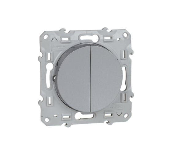 Переключатель Systeme Electric Odace Алюминий 2-клавишный SE S53R213
